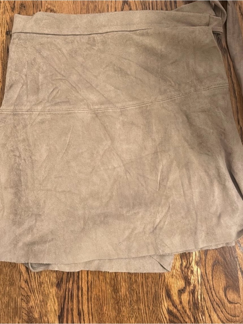 Wrap Suede Mini Skirt - Taupe
